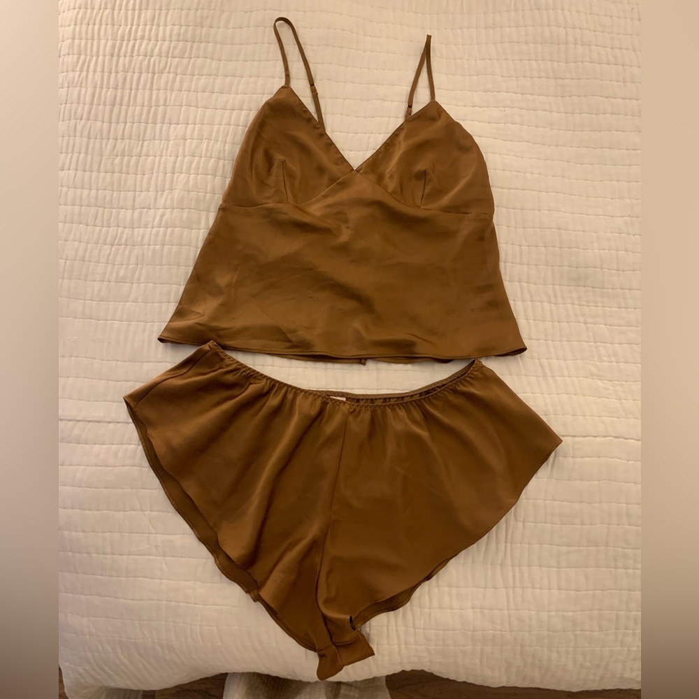 Victoria’s Secret Caramel Silky Lounge Set